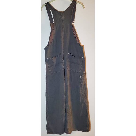 Vintage Sundance Denim Dress Bib Overall Maxi Cotton Brown Pinstripe Size 8 Y2K - Picture 4 of 11